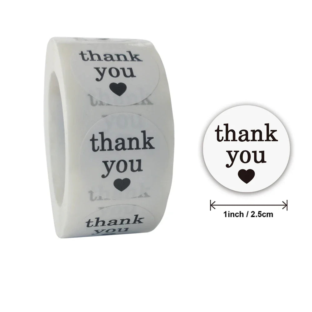 500pcs/roll Round Brown labels Thank You Kraft Stickers 1 inch Wedding Pretty Gift Envelope Sealing Label Stickers Stationery (ONLINE ORDER ONLY)