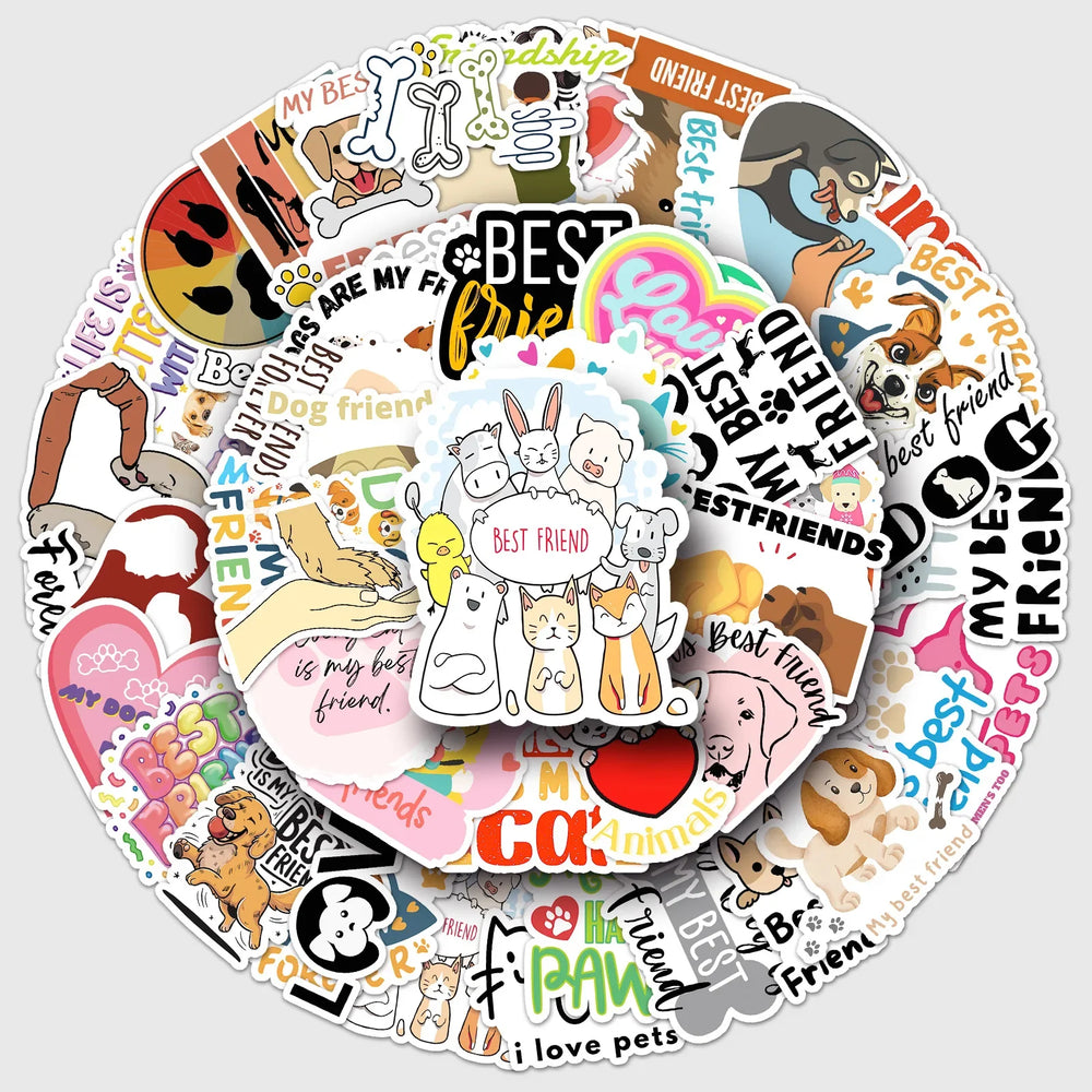 Cartoon Pets Stickers 10/30/50PCS Waterproof DIY Skateboard Notebook Decoration (Online Order Only)