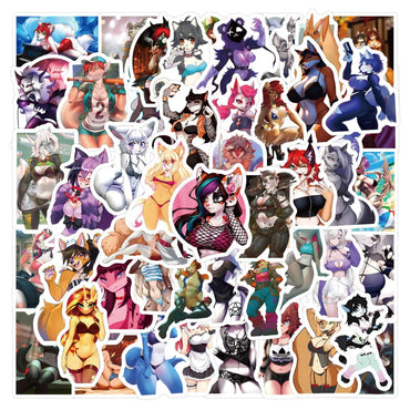 10/30/60PCS Sexy Furry Personification Animal Stickers Cute Cartoon Graffiti Decals Toy DIY Laptop Guitar Bike Skateboard Fridge (ONLINE ORDER ONLY)