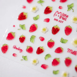 Cute Fresh Fruit Lovely Red Strawberry Grape Cherry Peach 3D Jelly Design Dopamine Self Adhesive Nail Art Sticker Manicure Decal (Online Order Only)