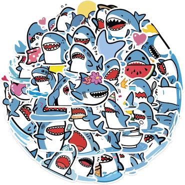 Blue Shark Stickers Pack - Cute Animal Decals for Kids, Skateboard, Guitar, Laptop, Luggage (ONLINE ORDER ONLY)