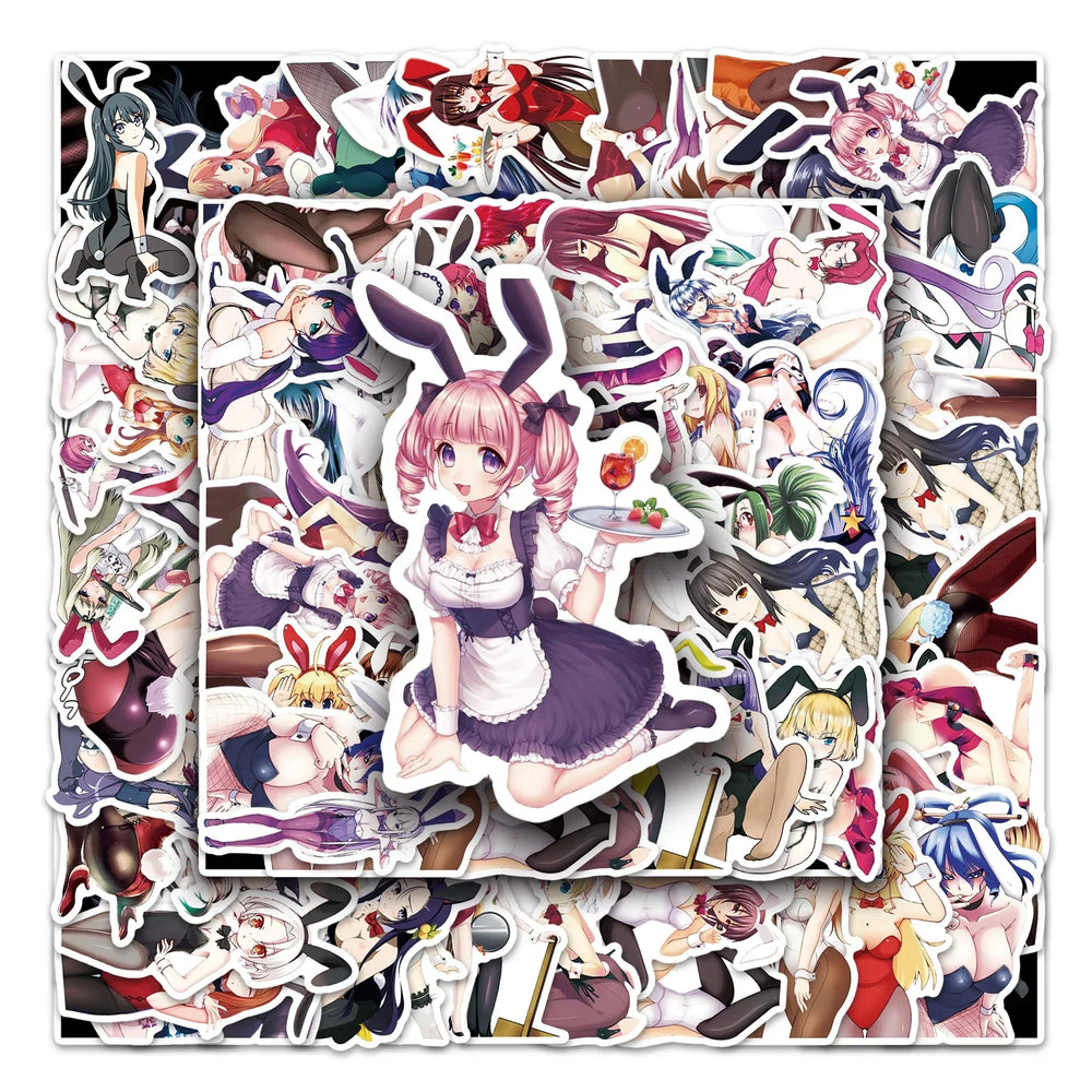 50Pcs Rabbit Girl Cartoon Waterproof Vinyl Stickers for Skateboard Snowboard (Online Order Only)