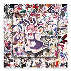 50Pcs Rabbit Girl Cartoon Waterproof Vinyl Stickers for Skateboard Snowboard (Online Order Only)