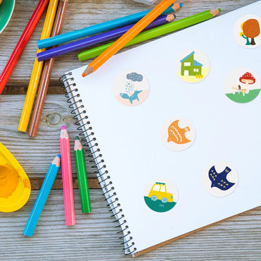 100-500pcs 1inch Cute Cartoon Stickers Round Reward Sticker Adhesive Labels for Classic School Teacher Kids Toy Sealing Lables (ONLINE ORDER ONLY)