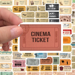 10/40/80pcs Vintage Classic Movie Ticket Stickers Laptop Skateboard Luggage Phone Car Motorcycle Waterproof Sticker Kids Toys (ONLINE ORDER ONLY)