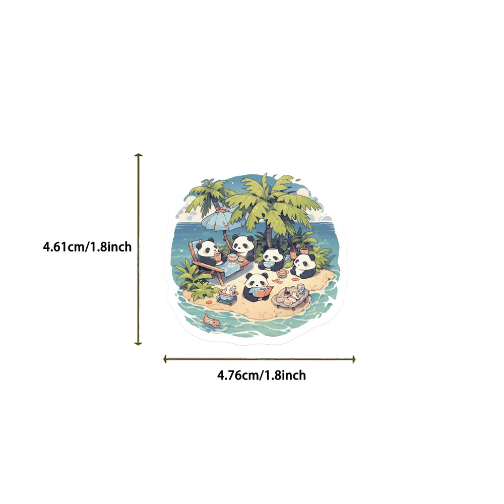 50pcs Diary Life Panda Cartoon Graffiti Stickers Decorative Guitar Phone Stationery Vinyl Animal Sticker Kawaii Kid Toy ﻿ (ONLINE ORDER ONLY)