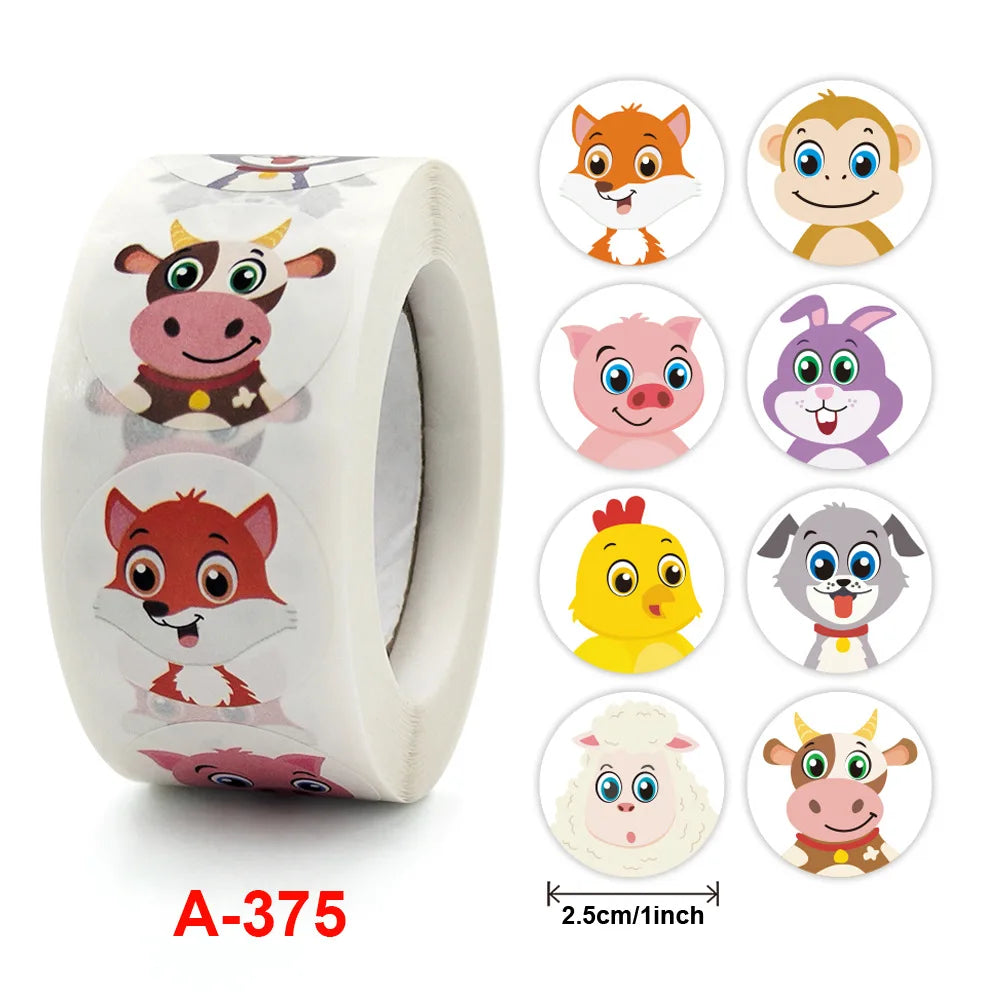 100-500 Pcs 1inch 2.5cm Sea Animal Stickers Roll Children's Toys Praise Reward Student Work Label Stationery Gift Sticker (ONLINE ORDER ONLY)