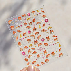 Cute Food Dog Baking Cookies Bread Rabbit Cheese Pudding Croissant Doughnut Adhesive Nail Art Decoration Sticker Manicure Decals (ONLINE ORDER ONLY)