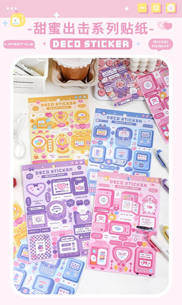 Cute Sweet attack series Stickers Text Dialog Idol Card DIY Material Scrapbooking Decorative Sticker Personalized Stationery (ONLINE ORDER ONLY)