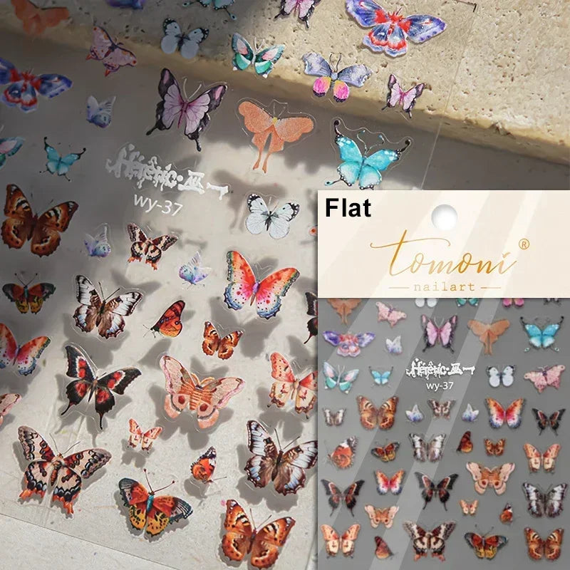 Butterfly Rose Laser Jelly Hot Stamping Lace Letter Flower Love Heart Bowknot 5D Self Adhesive Nail Art Stickers Manicure Decals (ONLINE ORDER ONLY)