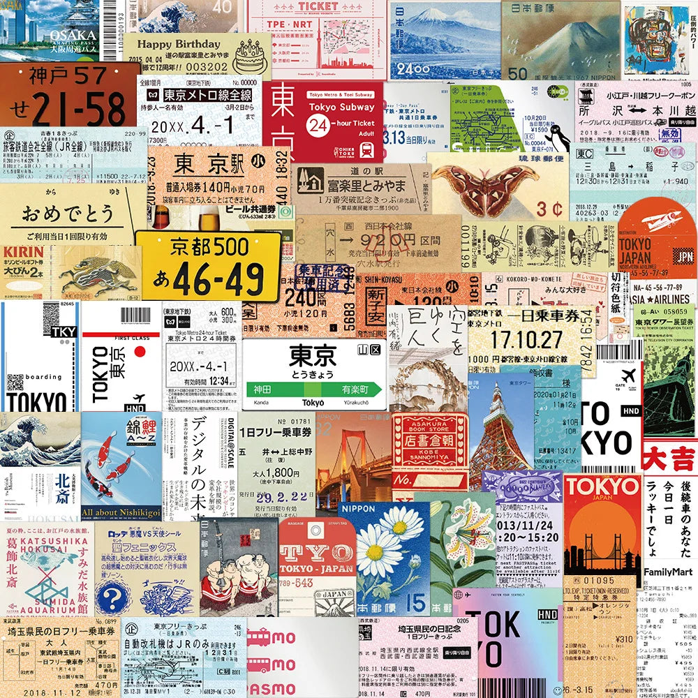 Tokyo Stamp Stickers Collection: 10/30/60PCS Graffiti Decals for Laptop, Phone, Notebook, Suitcase (Online Order Only)