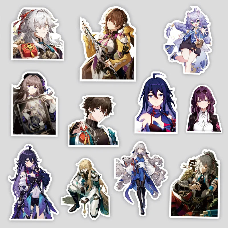 Honkai: Star Rail Anime Stickers - 10/68Pcs Cartoon Decals for DIY, Scrapbook, Fridge, Skateboard, Car (ONLINE ORDER ONLY)