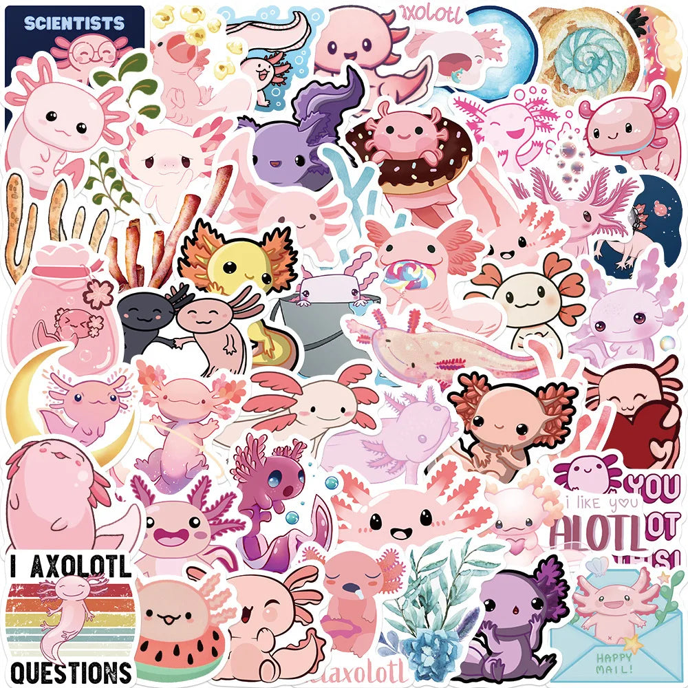 50Pcs Cute Salamander Cartoon Stickers for Helmet, Wall, DIY Decoration (Online Order Only)