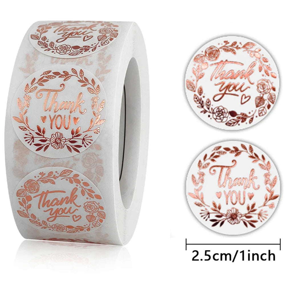 500pcs/roll Flowers Thank You Sticker Labels Round Reward Stickers Wedding Party Decor Envelope Seals Stickers Stationery (ONLINE ORDER ONLY)