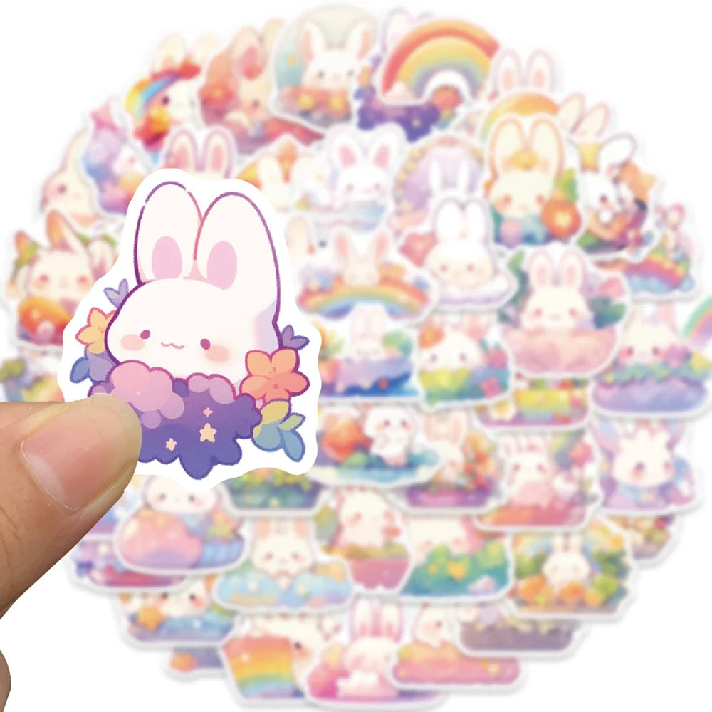 10/30/50pcs Funny Cute Rainbow Rabbit Graffiti Stickers Kawaii Decals Laptop Phone Notebook Decoration Kids Classic Toy Sticker (ONLINE ORDER ONLY)