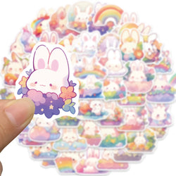 10/30/50pcs Funny Cute Rainbow Rabbit Graffiti Stickers Kawaii Decals Laptop Phone Notebook Decoration Kids Classic Toy Sticker (ONLINE ORDER ONLY)