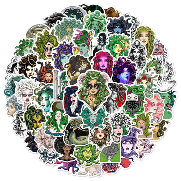 10/50Pcs Cartoon Snaker Medusa Stickers for Car Suitcase Skateboard Guitar Laptop Phone Decor Graffiti Waterproof Sticker Toys (ONLINE ORDER ONLY)