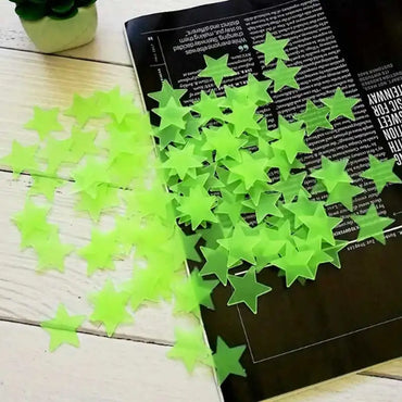 100Pcs Luminous Stickers Stars Wall Stickers Bedroom Luminous Stickers Fluorescent Three-dimensional Wall Stickers (Online Order Only)