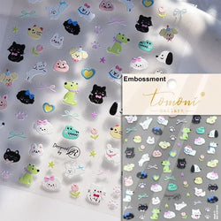 Bowknot Dog puppy Christmas Hat Strawberry Cake Food Coffee Cherry Love Heart Adhesive Nail Art Sticker Reliefs Manicure Decals (Online Order Only)