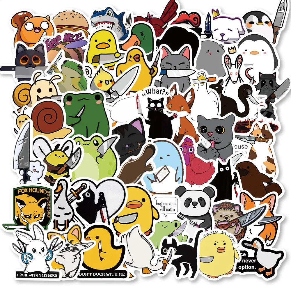 60PCS The Animal With The Knife Sticker Waterproof Vinyl Laptop Decorations DIY for Skateboard Stickers for Adults (Online Order Only)