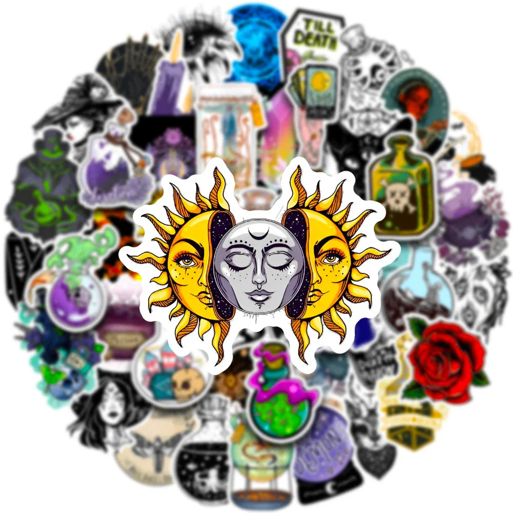 10/30/50ocs  Art Magic Witch Apothecary Lucky Crystal Stickers Aesthetic Decal Motorcycle Skateboard Laptop Luggage Car Sticker (ONLINE ORDER ONLY)