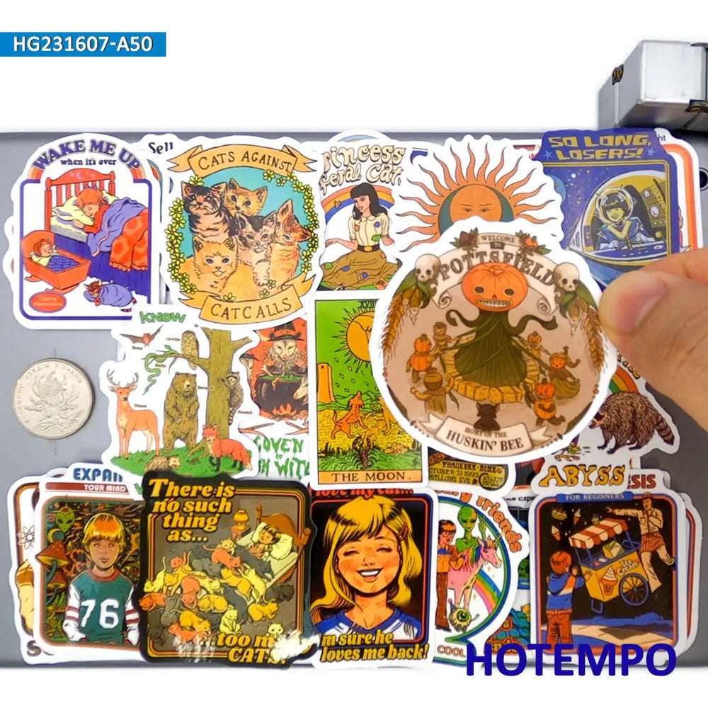 20/30/50Pieces Dark Humor Slogan Retro Gothic Fashion Poster Funny Stickers for Motorcycle Car Bike Luggage Phone Laptop Sticker (Online Order Only)