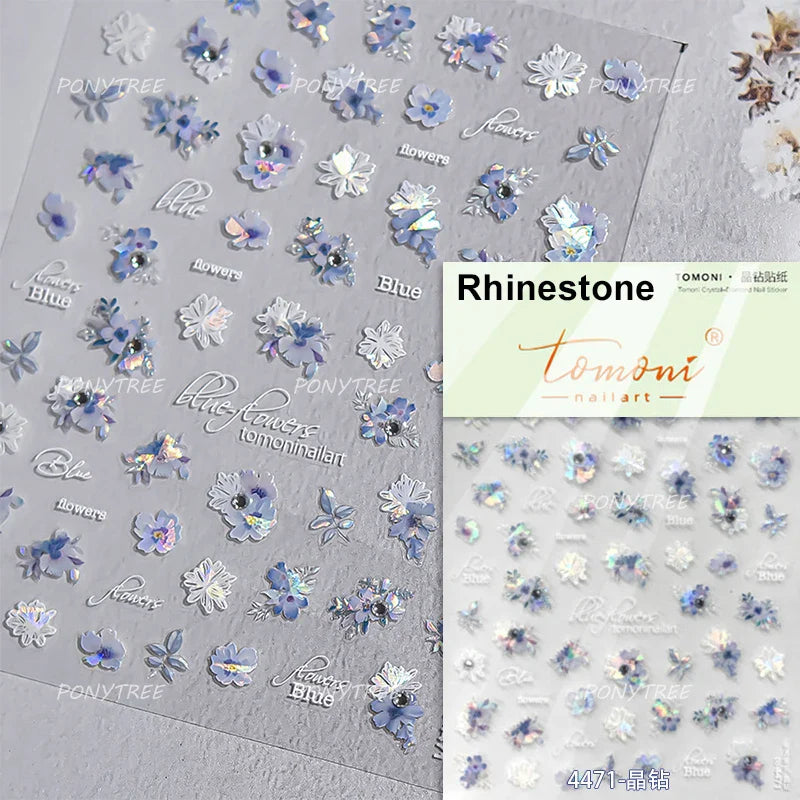 White Pink Flower Dreamy Romantic Petal Jelly Shiny Peach Blossom Polarized Light Delicate Nail Art Stickers 5D Manicure Decals (ONLINE ORDER ONLY)