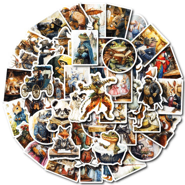 10/50pcs Cute Funny Forest Fairy Tales World Animal Stickers Kids Toy DIY Scrapbook Laptop Fridge Luggage Phone Graffiti Sticker (Online Order Only)