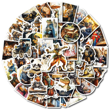 10/50pcs Cute Funny Forest Fairy Tales World Animal Stickers Kids Toy DIY Scrapbook Laptop Fridge Luggage Phone Graffiti Sticker (Online Order Only)