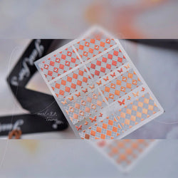 Geometric Grid Square Butterfly Snow Star Metal Self Adhesive Nail Art Sticker Snowflake Rhinestone Manicure Decal Nail Supplies (ONLINE ORDER ONLY)