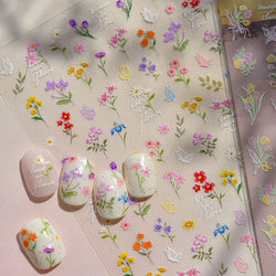 Colourful Butterfly Rose Flower Tulip Daisy Moth Orchid Narcissus 3D Self Adhesive Nail Art Decorations Stickers Manicure Decals (ONLINE ORDER ONLY)