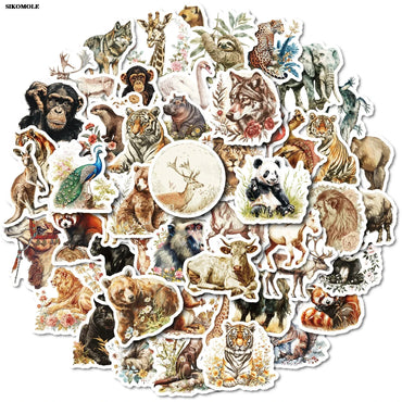 Retro Watercolor Animal Stickers for Kids - DIY Motorcycle, Notebook, Laptop, Skateboard Decor (ONLINE ORDER ONLY)