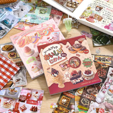 30 Pages Ins Retro Cute Dessert Cake Decorative Stickers Book Scrapbooking Phone Case DIY Journal Collage Material Sticker Gift (ONLINE ORDER ONLY)