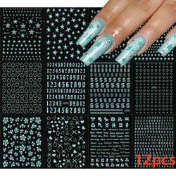 12pcs 3D Golden Glitter Heart Love Nail Stickers Valentine Self Adhesive Cute Cartoon Decal Geometry Slider Manicure Decoration* (ONLINE ORDER ONLY)