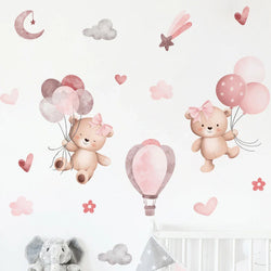 Pink Cartoon Bear Wall Stickers for Kids Nursery Room Decor (ONLINE ORDER ONLY)