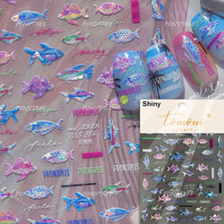 Ray Fish Shell  Conch Water Bubbles Octopus Starfish Mermaid Jellyfish Otter Dolphin Nail Art Decorations Sticker Manicure Decal (ONLINE ORDER ONLY)