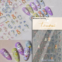 Poker Cards Mr Rabbit Tilted Teacup Bunny Cup Heart Star Block Bow Tie Hot Stamping Adhesive Nail Art Stickers Manicure Decals (ONLINE ORDER ONLY)