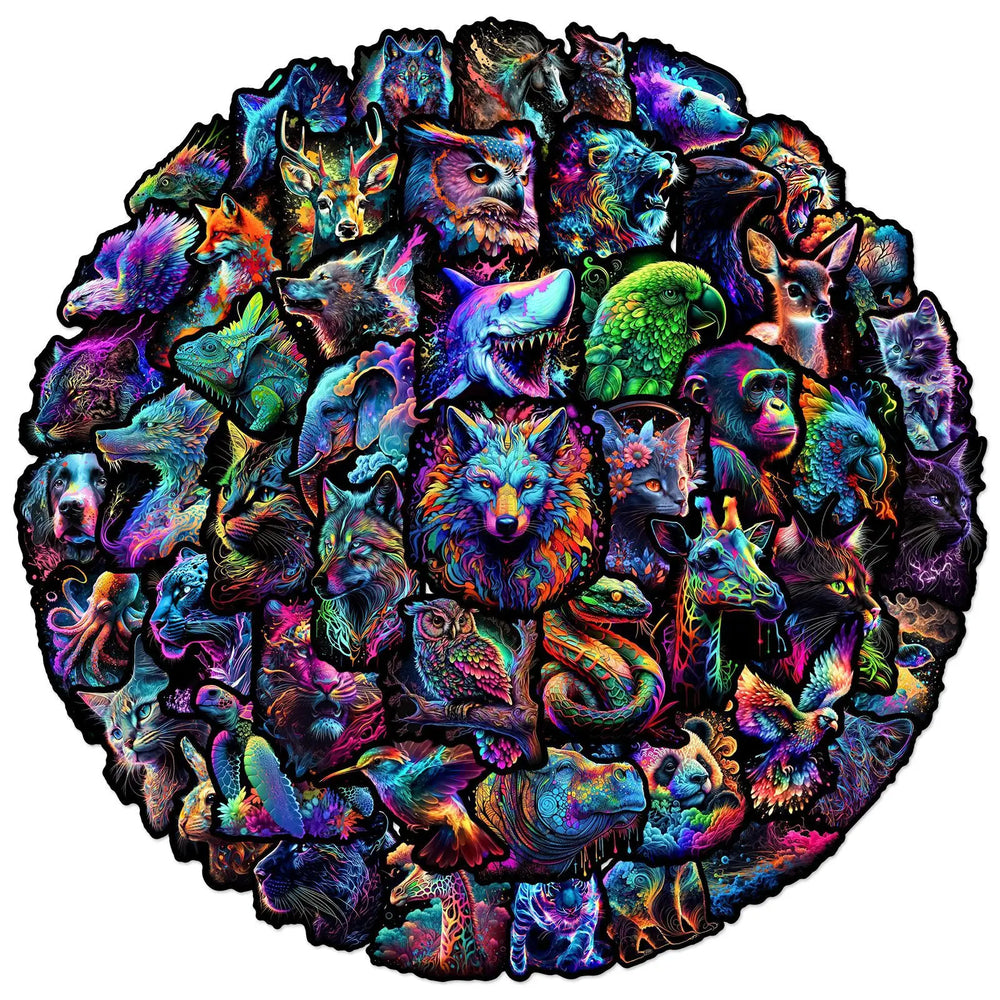 Dark Colorful Animal Stickers for DIY Scrapbooking, Phone, Laptop, Guitar, Suitcase, Skateboard, Helmet - 10/25/50pcs (Online Order Only)