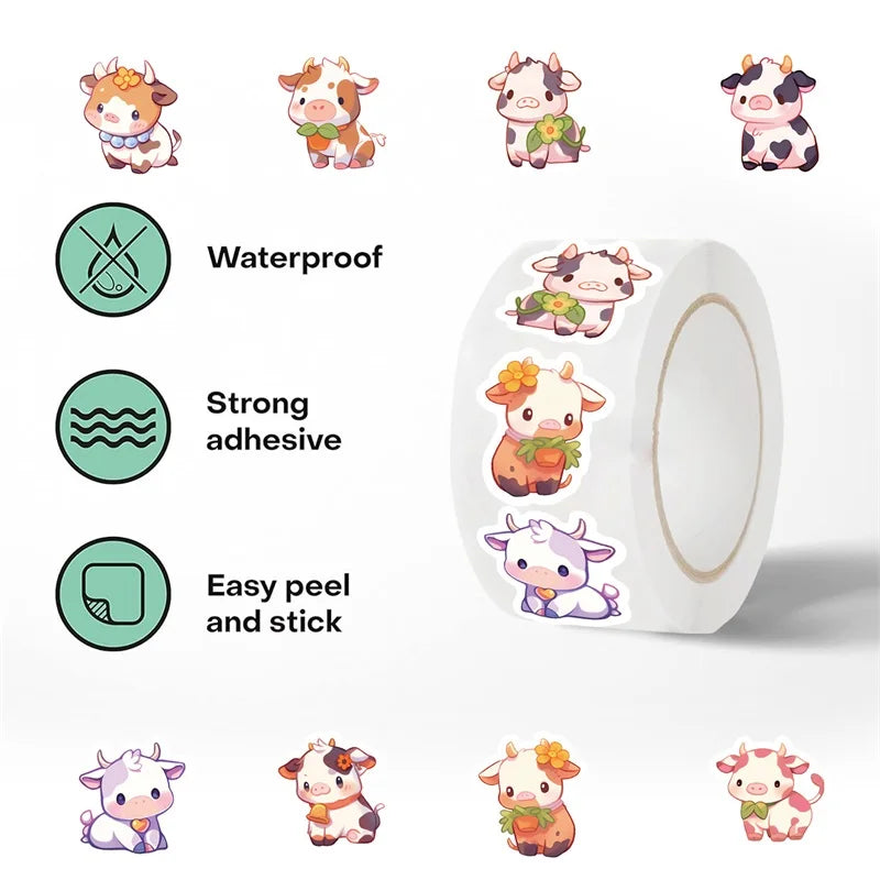 500PCS Kawaii Calf Sticky Paper Labels Thank You Sticker Sealing DIY Decoration Scrapbooking Stationery Hand Accounting Supplies (ONLINE ORDER ONLY)
