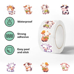 500PCS Kawaii Calf Sticky Paper Labels Thank You Sticker Sealing DIY Decoration Scrapbooking Stationery Hand Accounting Supplies (ONLINE ORDER ONLY)