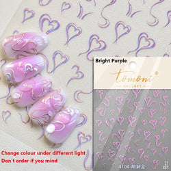 Flat Small Pink Brown Halo Dyeing Love Heart Geometric Leopard Shiny Jelly Chic Embossed Relief Nail Art Stickers Manicure Decal (Online Order Only)