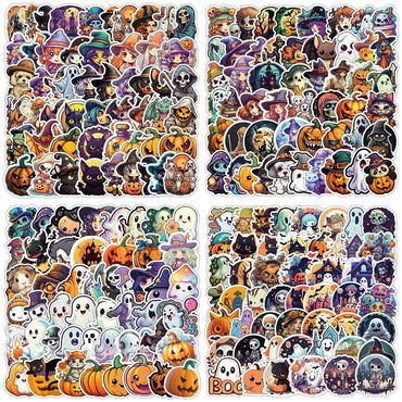 10/30/50/100/200pcs Cool Cartoon Halloween Witch, Pumpkin, Ghosts, and more Sticker Packs (Online Order Only)