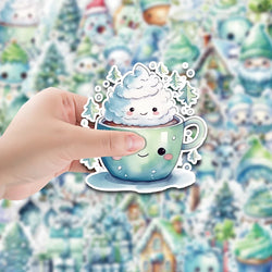 10/30/50PCS Cute Green Christmas Stickers Decoration Kawaii Cartoon Decals Toys Notebook Fridge Phone Bike Car Graffiti Sticker (ONLINE ORDER ONLY)