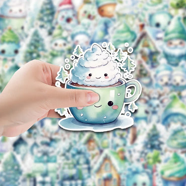 10/30/50PCS Cute Green Christmas Stickers Decoration Kawaii Cartoon Decals Toys Notebook Fridge Phone Bike Car Graffiti Sticker (ONLINE ORDER ONLY)