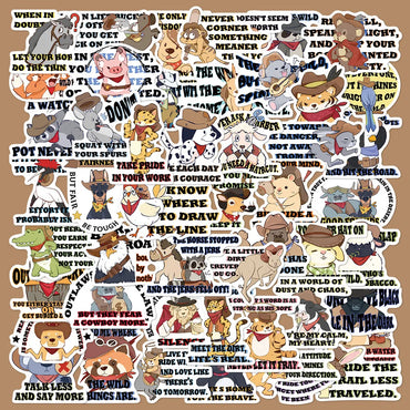 50pcs Western Wilderness Animal Graffiti Stickers for Helmet, Desktop, Wall Decoration, DIY (Online Order Only)