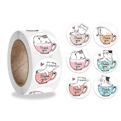 50-500pcs 1inch Round Cute Cartoon Cat Stickers for Kids Teacher Reward Encourage Sticker Office Seal label Animal Toys Label (ONLINE ORDER ONLY)