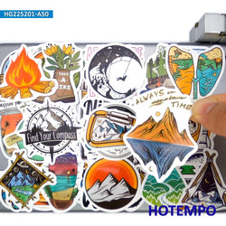 20/30/50Pieces Camping Style Decals Climbing Hiking Outdoor Explore Travel Stickers for Scrapbook Car Bike Phone Laptop Sticker (Online Order Only)
