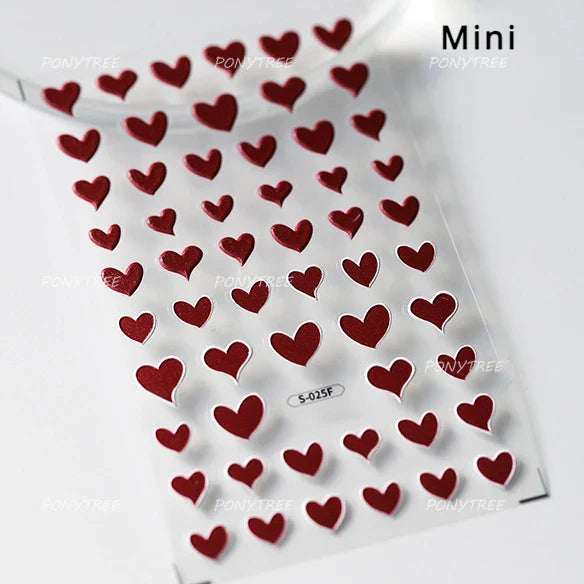Mini Love Heart Arc Curved Line French Style Minimalist Colourful Self-adhesive Nail Art Decorations Stickers Manicure Decals (Online Order Only)