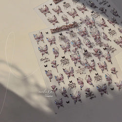Butterfly Rose Laser Jelly Hot Stamping Lace Letter Flower Love Heart Bowknot 5D Self Adhesive Nail Art Stickers Manicure Decals (ONLINE ORDER ONLY)