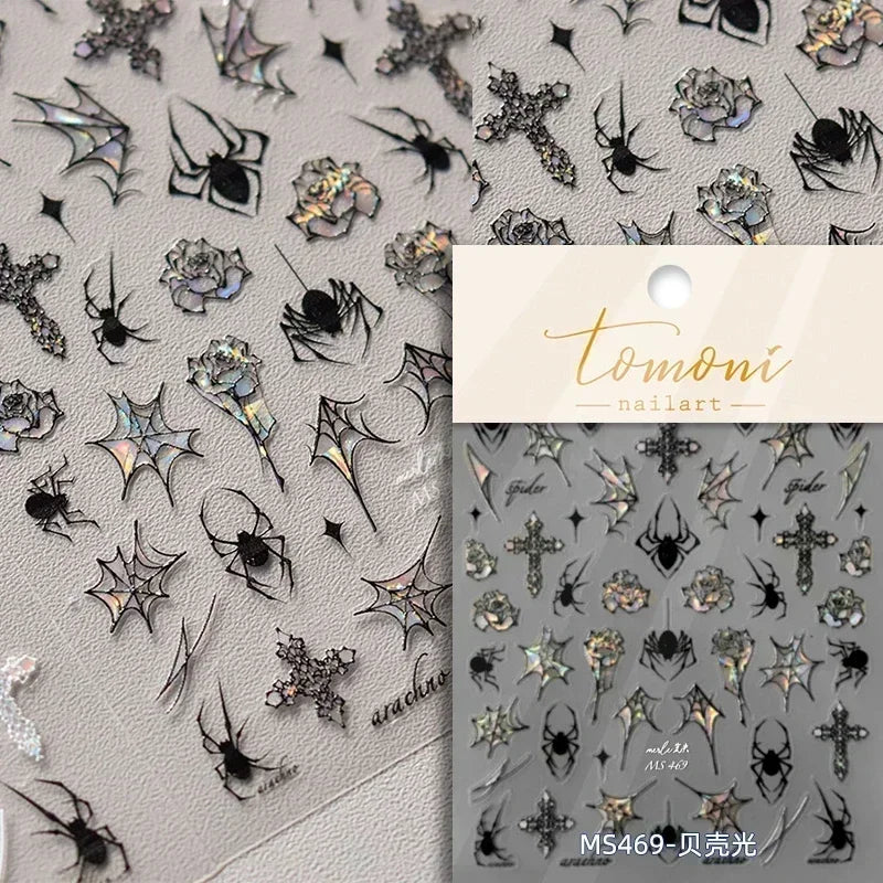 Halloween Ghost Pumpkin Bat Coffin Cat Spider Demon Jelly Self Adhesive Nail Art Sticker Terrifying Candy Candle Manicure Decals (ONLINE ORDER ONLY)